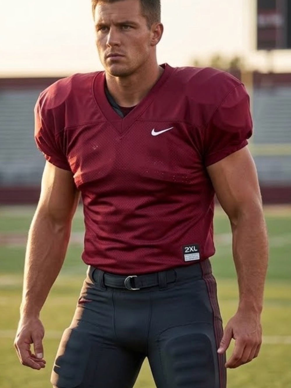 Nike Mens Football Practice Jersey Maroon Burgundy Mesh V-Neck 2XL XXL